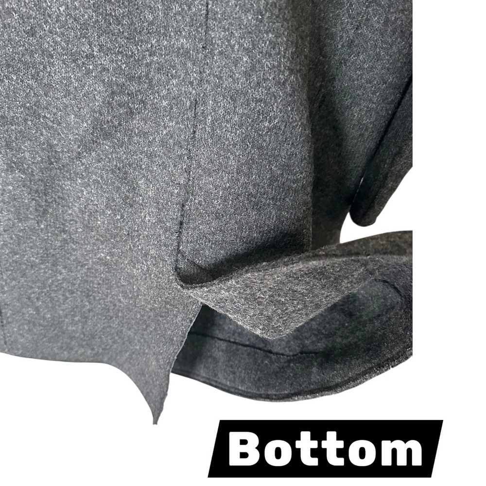 M0851 WOOL SHEARLING Collar Insulated WARM Pea Coat Trench Jacket Dark Grey M /8 - Picture 9 of 13
